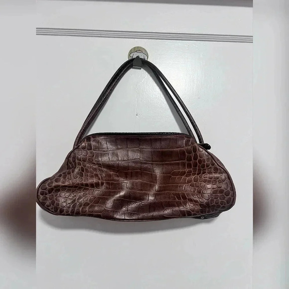 90s Y2k Furla small crocodile brown shoulder bag TRENDING LIKE NEW - Picture 3 of 5